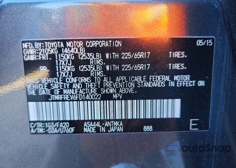 2015 Toyota Rav4 Xle from USA, damaged, VIN JTMRFREV6FD140022